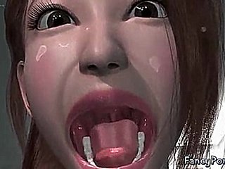 Hot animierte Babe riesigen Schwanz zu saugen